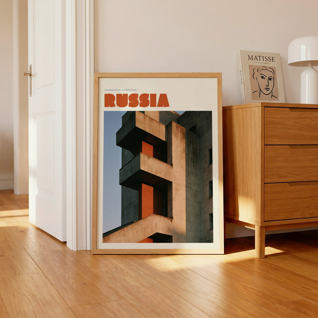 Russia Constructivist Architecture Poster, Retro Travel Print, Soviet Building Wall Art