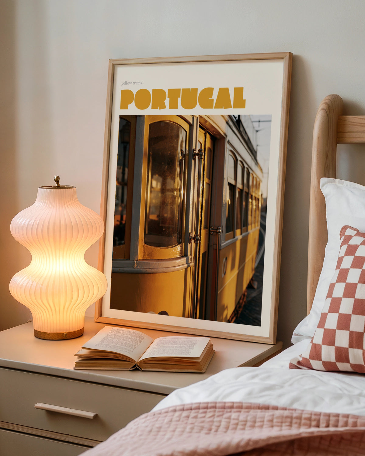 Portugal Yellow Tram Print, contemporary Lisbon Travel Wall Art, Tram 28 Decor
