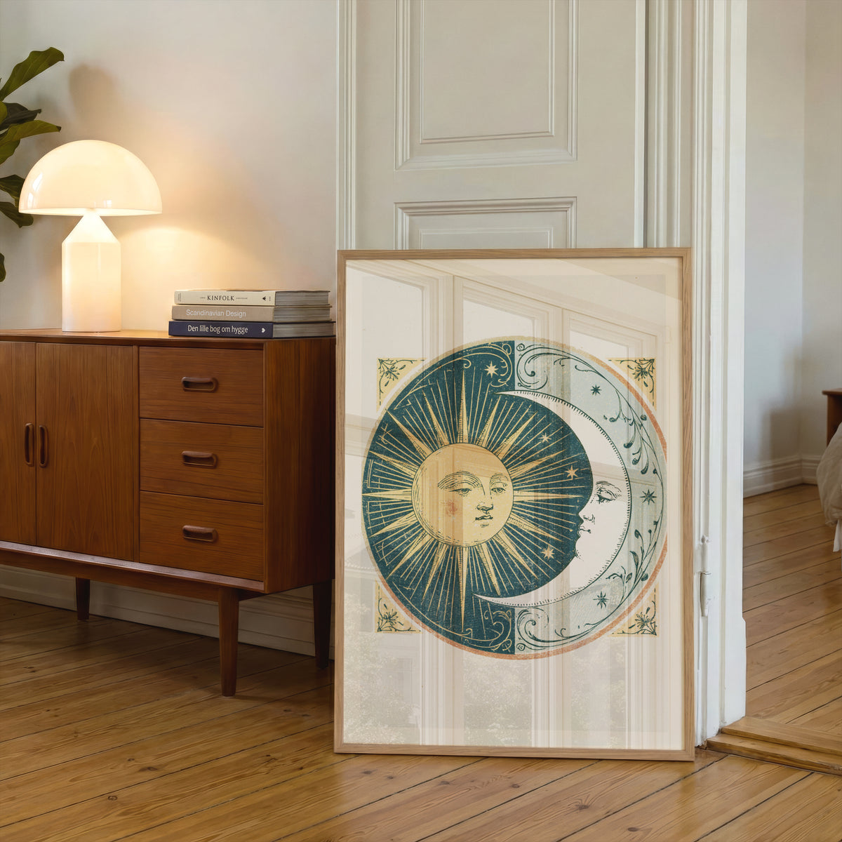 Vintage Sun and Moon Art Print, Celestial Wall Art, Boho Mystical Poster, Antique Astrology Decor