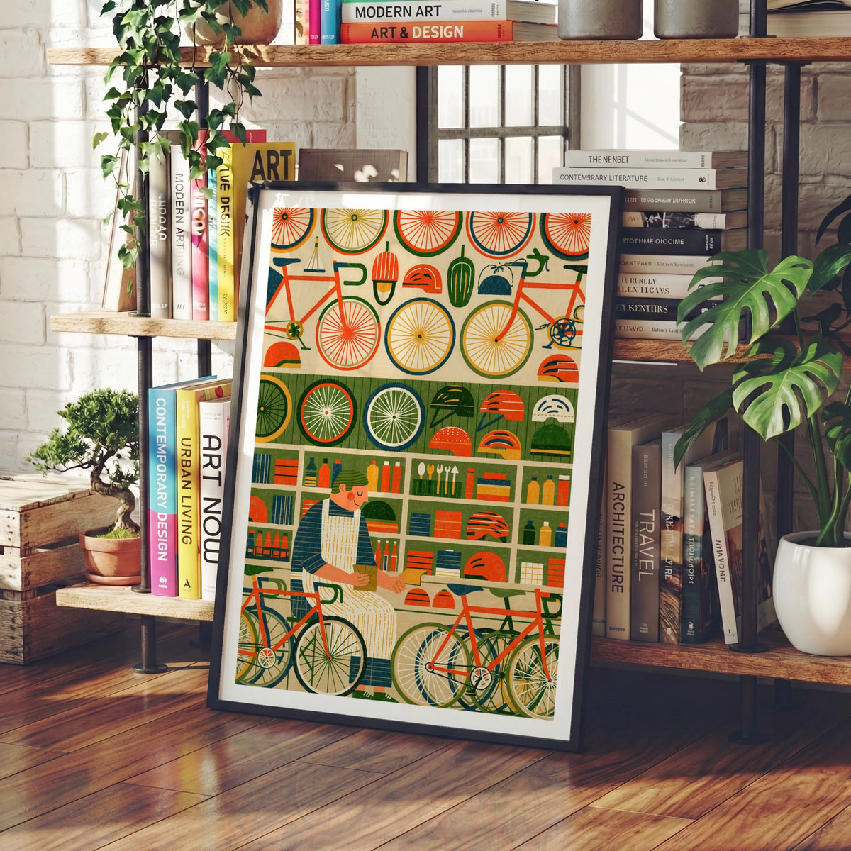 Retro Bicycle Shop Poster, Vintage Cycling Art Print, Bike Store Wall Decor, Cyclist Gift