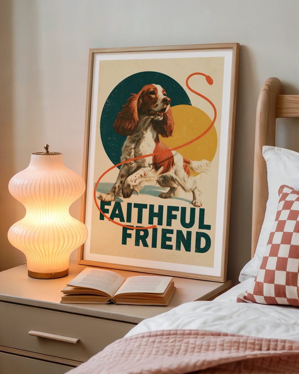 Retro Spaniel Dog Print, Faithful Friend Wall Art, Vintage Style Cocker Spaniel Gift