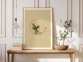 Vintage Fairy on Crescent Moon Art Print, Whimsical Fairycore Poster, Woodland Nature Wall Decor