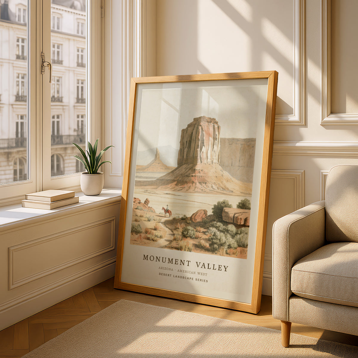 Monument Valley Arizona Print, Vintage Desert Landscape Poster, American West Wall Art
