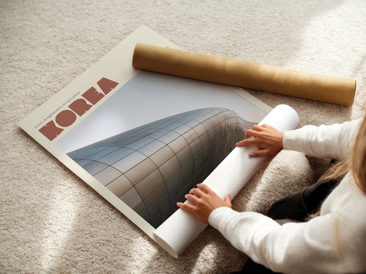 Seoul Korea Contemporary  Travel Poster, Dongdaemun Design Plaza, Architecture Wall Art Print