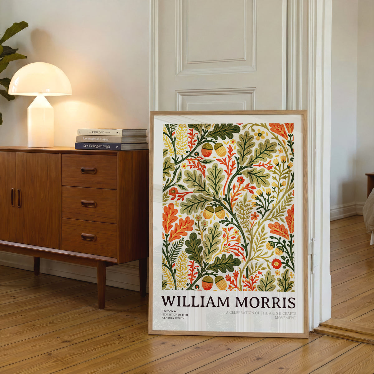 William Morris Oak Leaf Acorn Print, Arts and Crafts Exhibition, Floral Botanical Poster