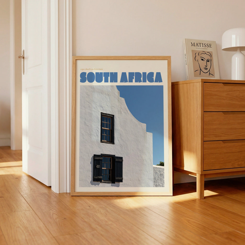South Africa Contemporary Travel Poster, Cape Dutch Architecture Print, African Wall Art