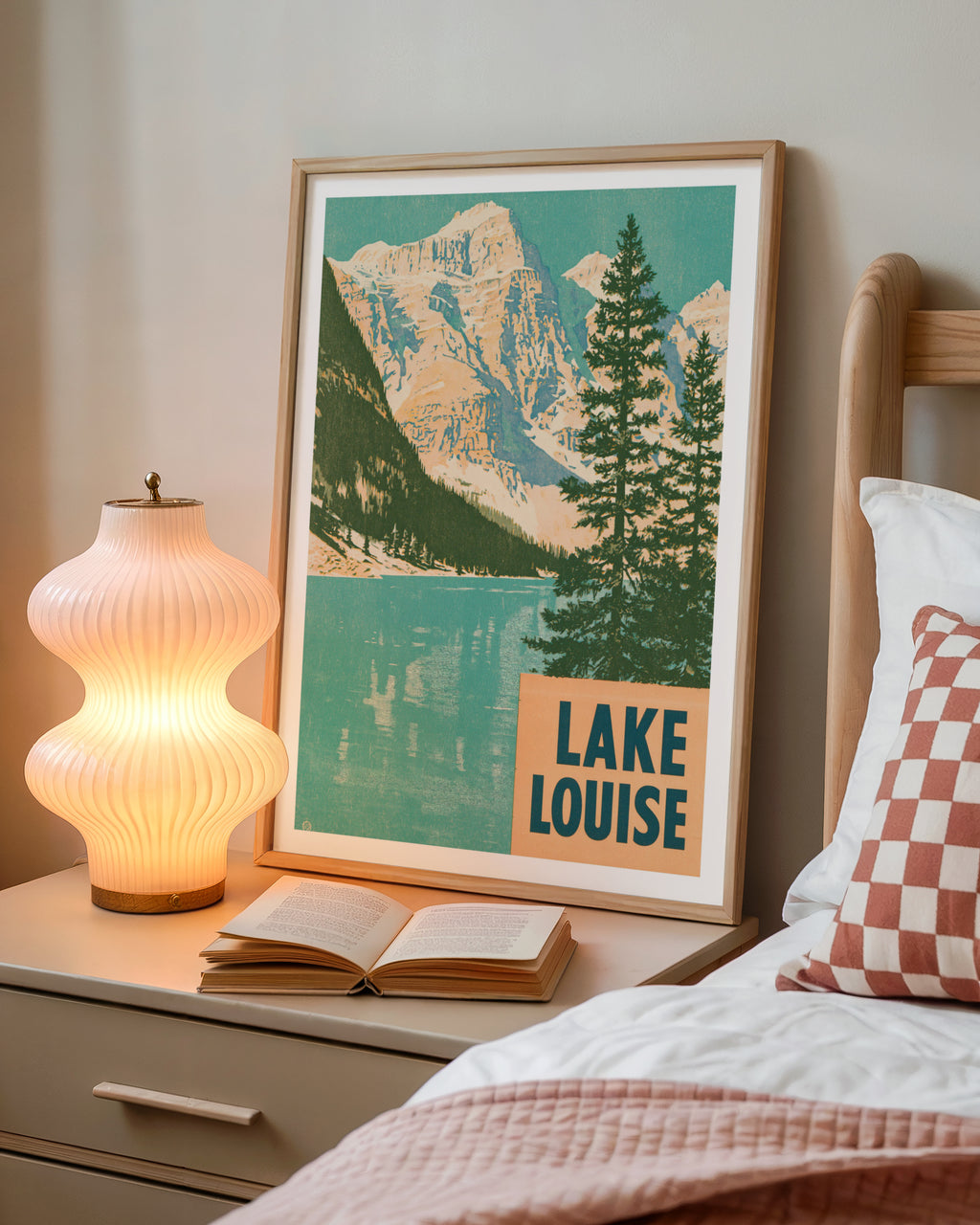 Retro Lake Louise Print, Vintage Travel Poster, Canadian Rockies Banff Mountain Lake Wall Art