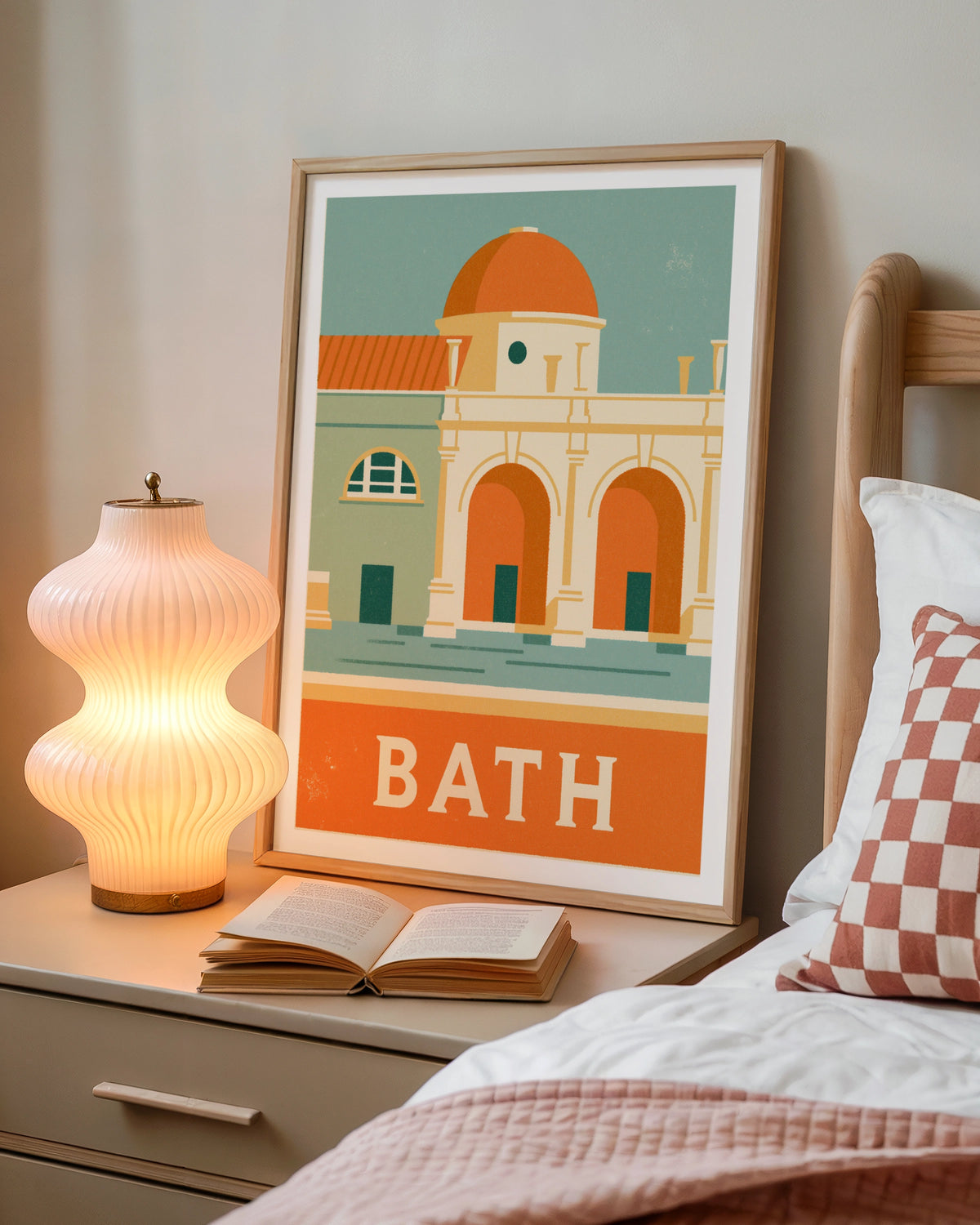Bath Retro Travel Poster, Roman Baths Print, England Wall Art, Somerset Gift
