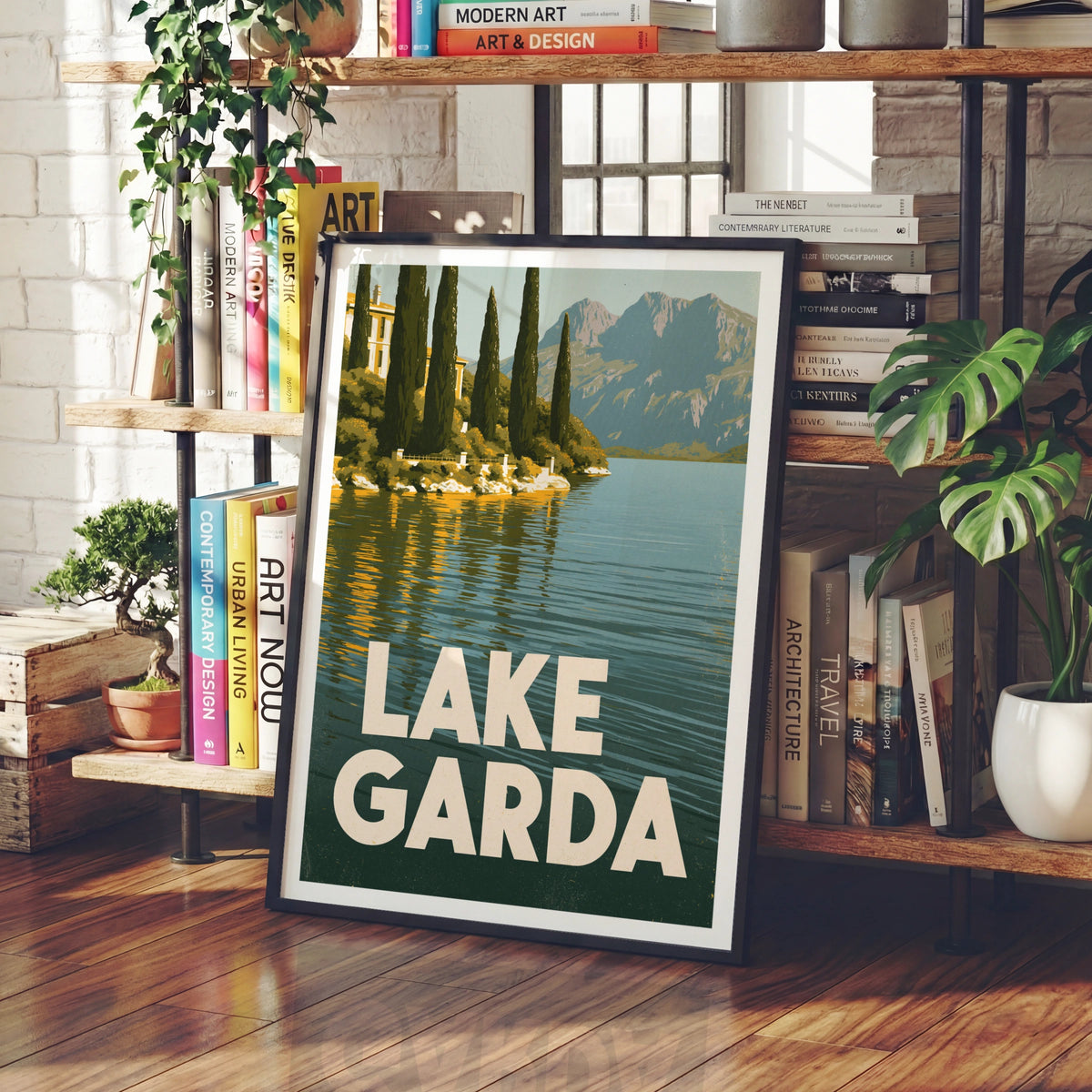 Lake Garda Retro Travel Poster, Italy Wall Art, Vintage Italian Lake Print