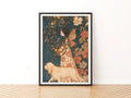 Fairy Girl Print, Classic Folk Art Print, Vintage Floral Garden Wall Art, 