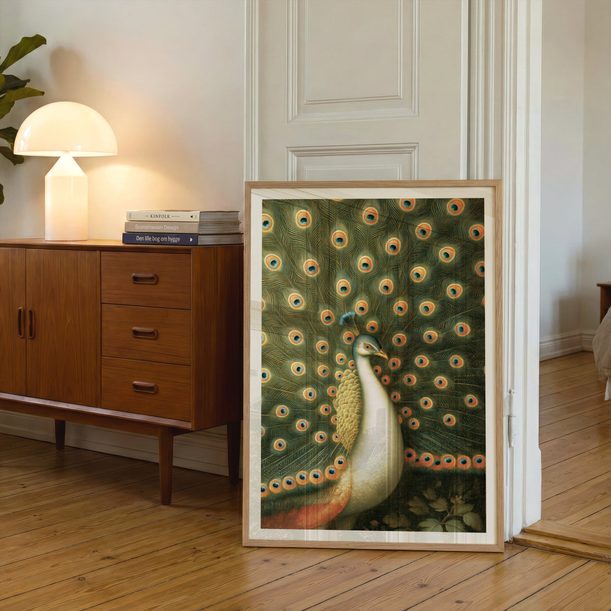 Peacock Wall Art, Classic Inspired Prints, Vintage Bird Poster, Green and Orange Feather Art Print