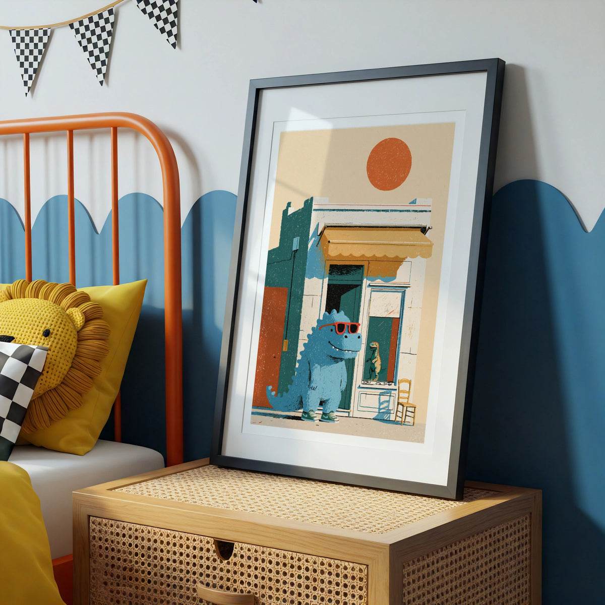 Cool Dinosaur Print, Retro Kids Poster, Funny Dino Wall Art, Children's Room Decor Collectable