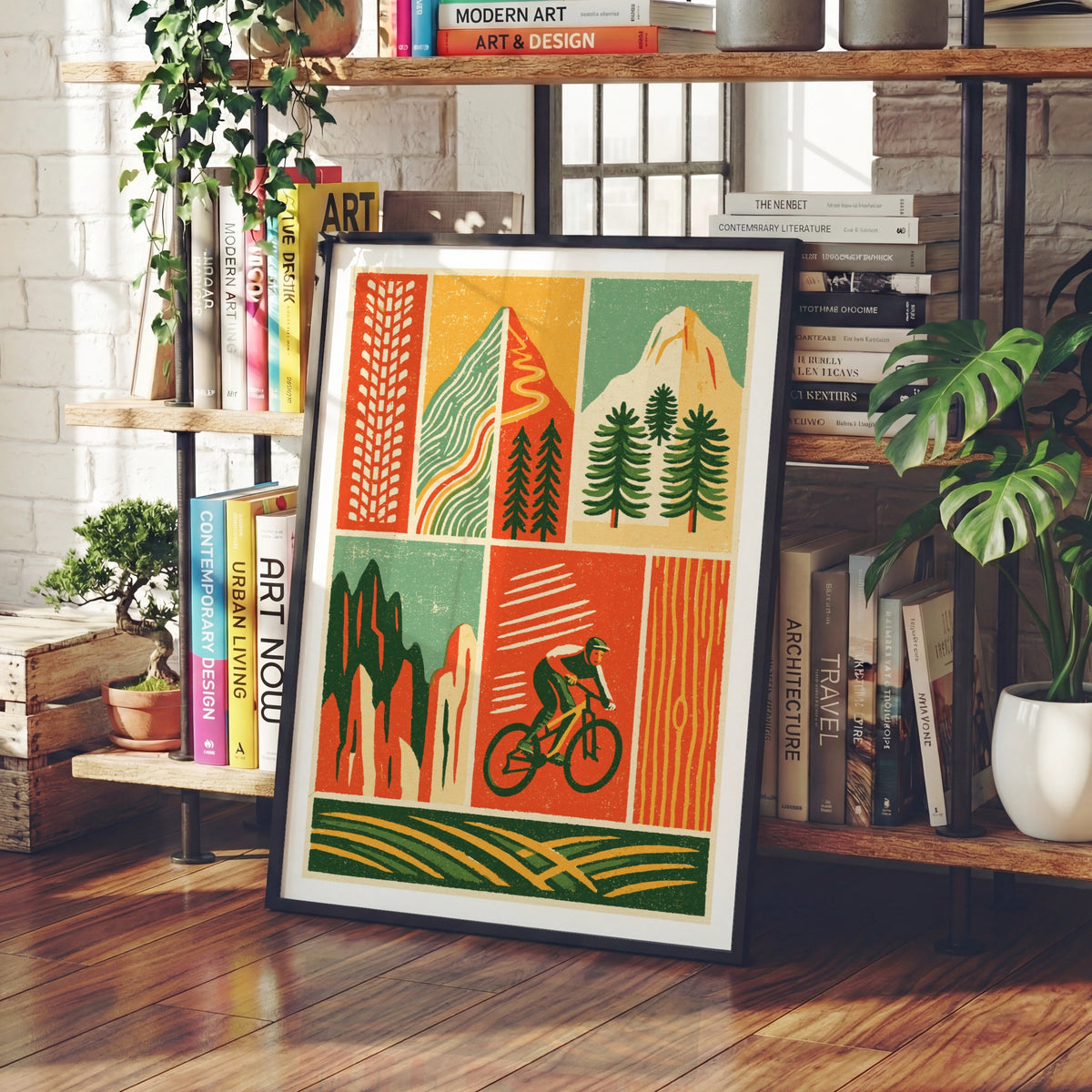 Mountain Bike Retro Poster, MTB Trail Art Print, Cycling Wall Art, Outdoor Adventure Gift