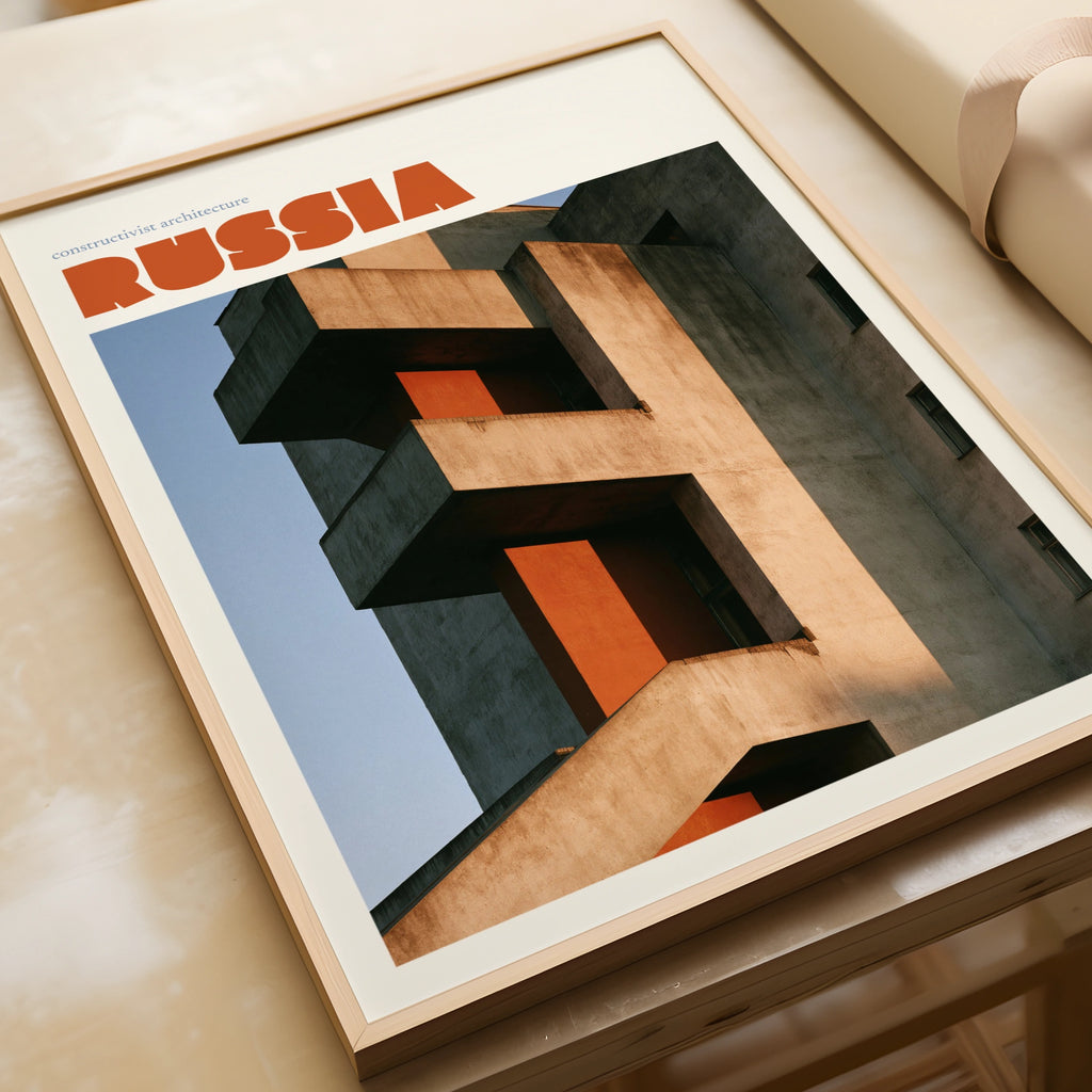 Russia Constructivist Architecture Poster, Retro Travel Print, Soviet Building Wall Art