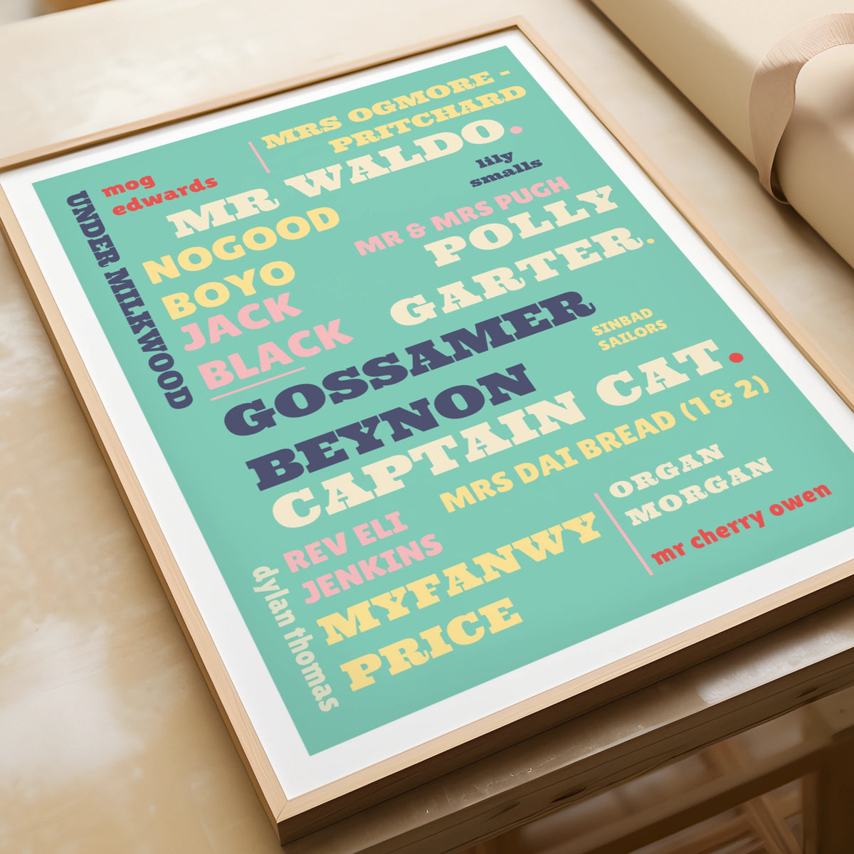 Under Milk Wood Print, Dylan Thomas Poster, Welsh Literature Wall Art, Retro Typography Gift