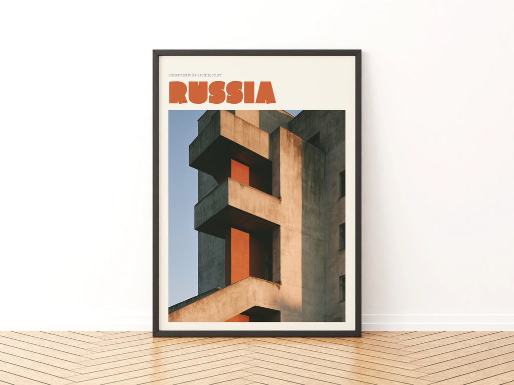 Russia Constructivist Architecture Poster, Retro Travel Print, Soviet Building Wall Art