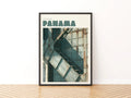 Panama Canal Print, Contemporary Travel Poster, Lock Gate Wall Art, Teal Industrial Decor