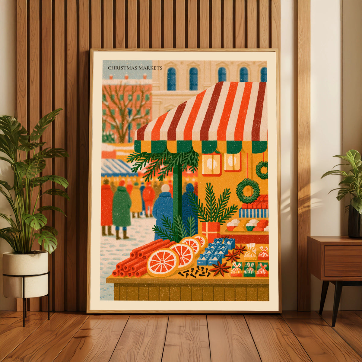 Christmas Markets Poster Print, Vintage Food Poster Print, Rustic Kitchen Decor, Retro Mid Century