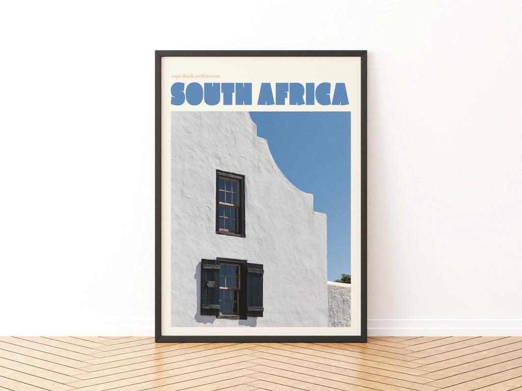 South Africa Contemporary Travel Poster, Cape Dutch Architecture Print, African Wall Art