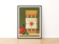 Vintage Food Poster Print, Pasta Kitchen Wall Art, Rustic Italian Retro Mid Century Risograph Decor