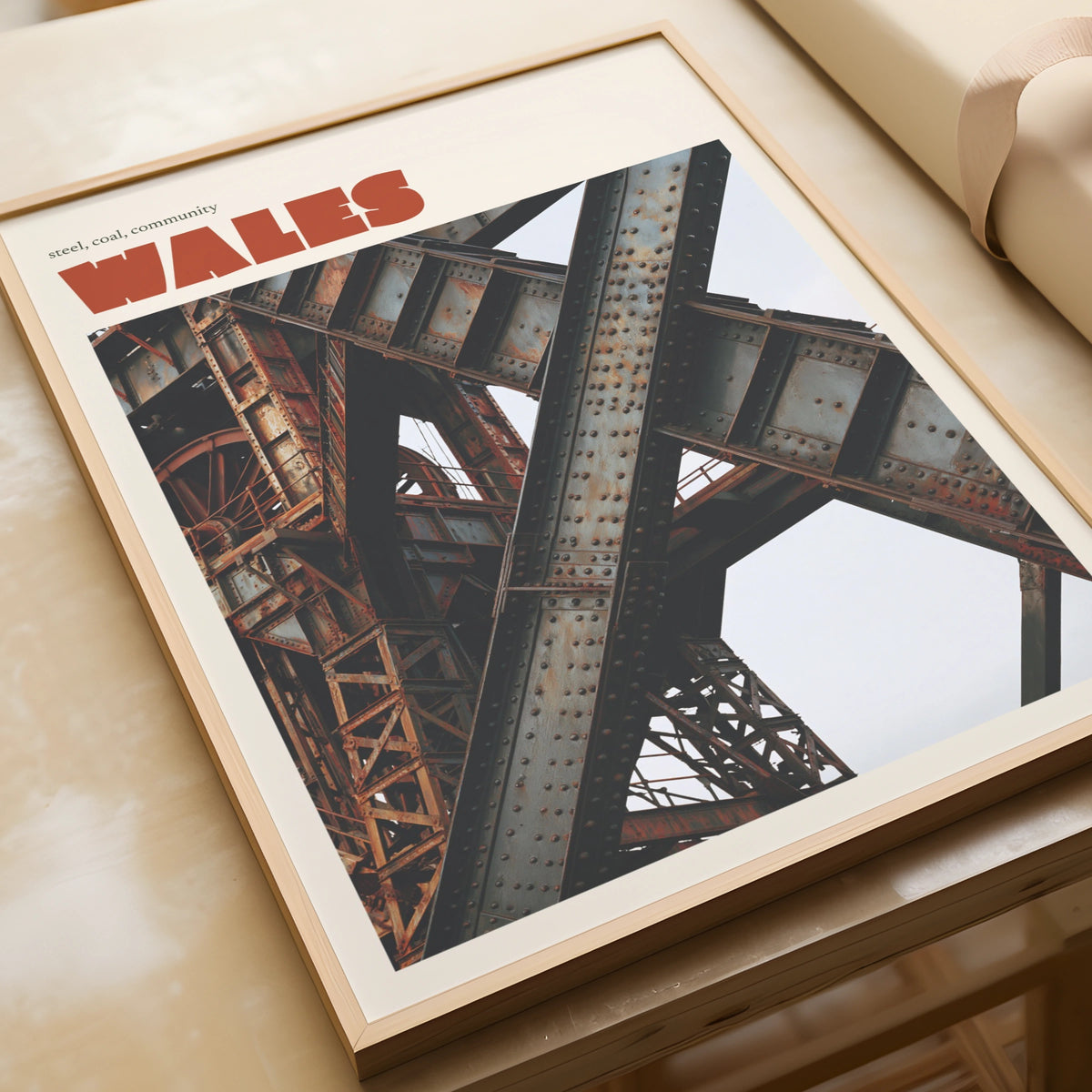 Wales Industrial Print, contemporary Welsh Steel Art, Coal Heritage Wall Art Gift