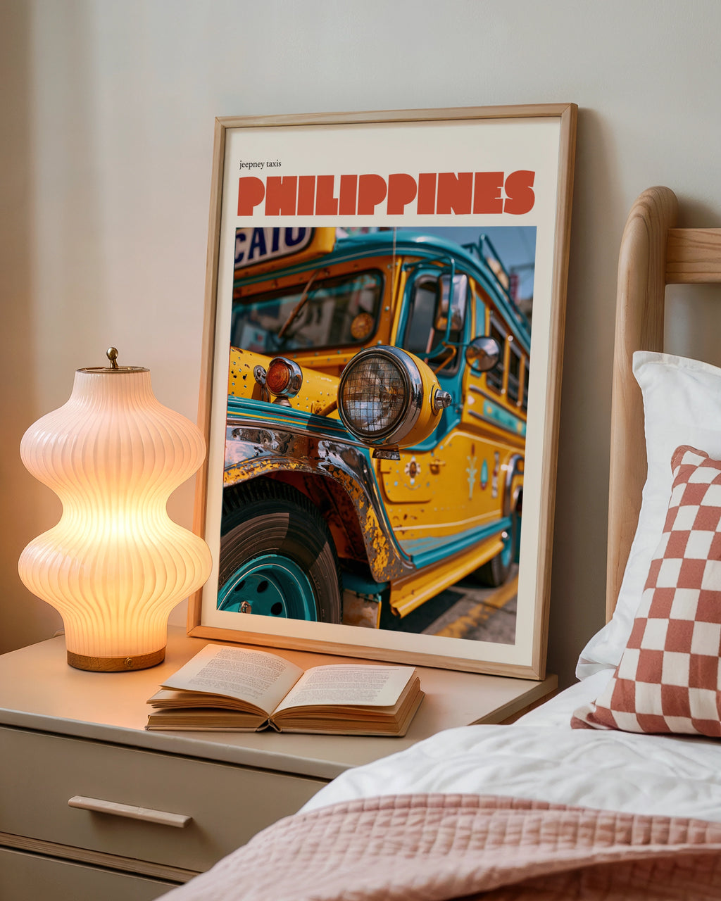 Philippines Jeepney Contemporary Travel Poster, Filipino Wall Art, Vintage Travel Print