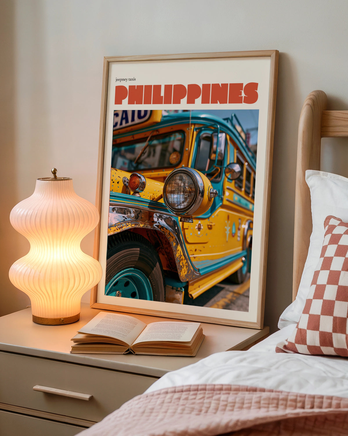 Philippines Jeepney Contemporary Travel Poster, Filipino Wall Art, Vintage Travel Print