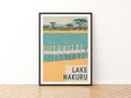 Retro Lake Nakuru Poster, Vintage Travel Flamingo Print, Kenya Safari Wall Art, African Wildlife