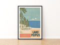 Lake Peipus Print, Retro Estonia Travel Poster, Vintage Travel Wall Art, Baltic Lakeside Beach Boats