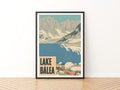 Retro Lake Balea Print, Vintage Travel Poster, Romania Carpathian Mountains Wall Art, Alpine