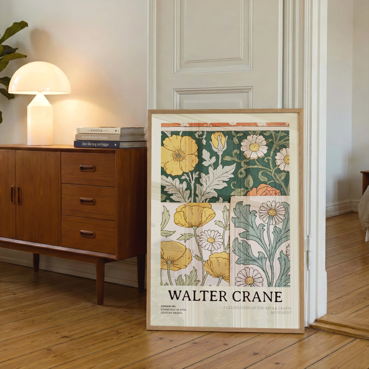 Walter Crane Poster, Arts and Crafts Floral Wall Art, Poppies and Daisies Print, Botanical