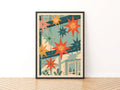 Winter Lights Retro Star Poster, Vintage Christmas Wall Art, Festive Holiday Print