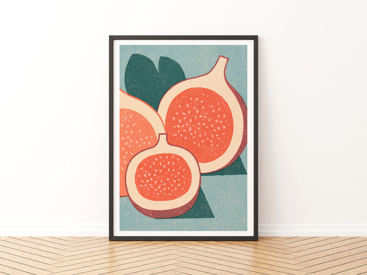 Vintage Food Poster Print | Rustic Kitchen Decor, Fig Wall Art, Retro Fruit Illustration