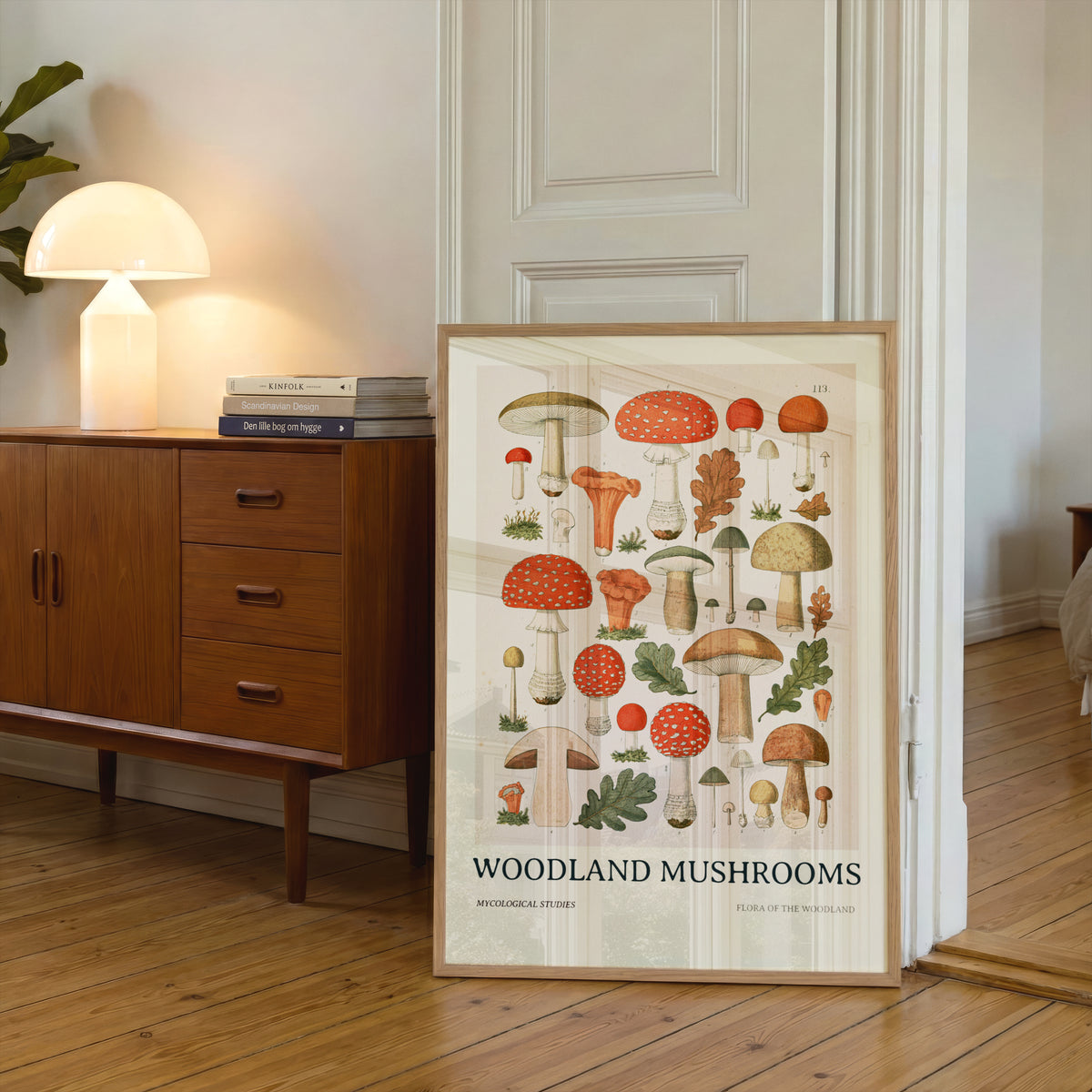 Vintage Woodland Mushrooms Print, Botanical Mycology Wall Art, Toadstool Poster, Cottagecore Kitchen