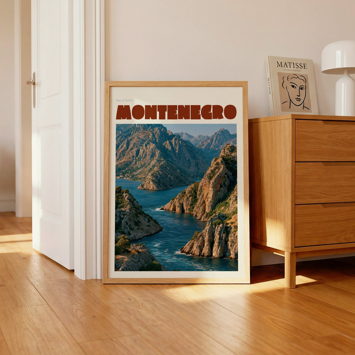 Montenegro Contemporary Travel Poster, Bay of Kotor Wall Art, Adriatic Balkans Print