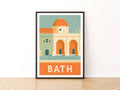 Bath Retro Travel Poster, Roman Baths Print, England Wall Art, Somerset Gift