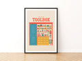 Send For The Toolbox Retro Workshop Poster, Vintage Tools Wall Art Print, Man Cave Print