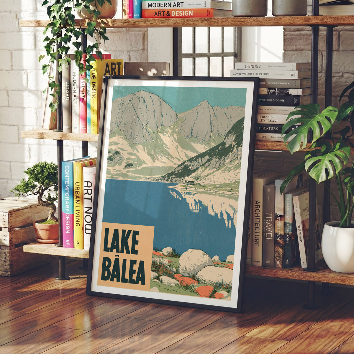 Retro Lake Balea Print, Vintage Travel Poster, Romania Carpathian Mountains Wall Art, Alpine
