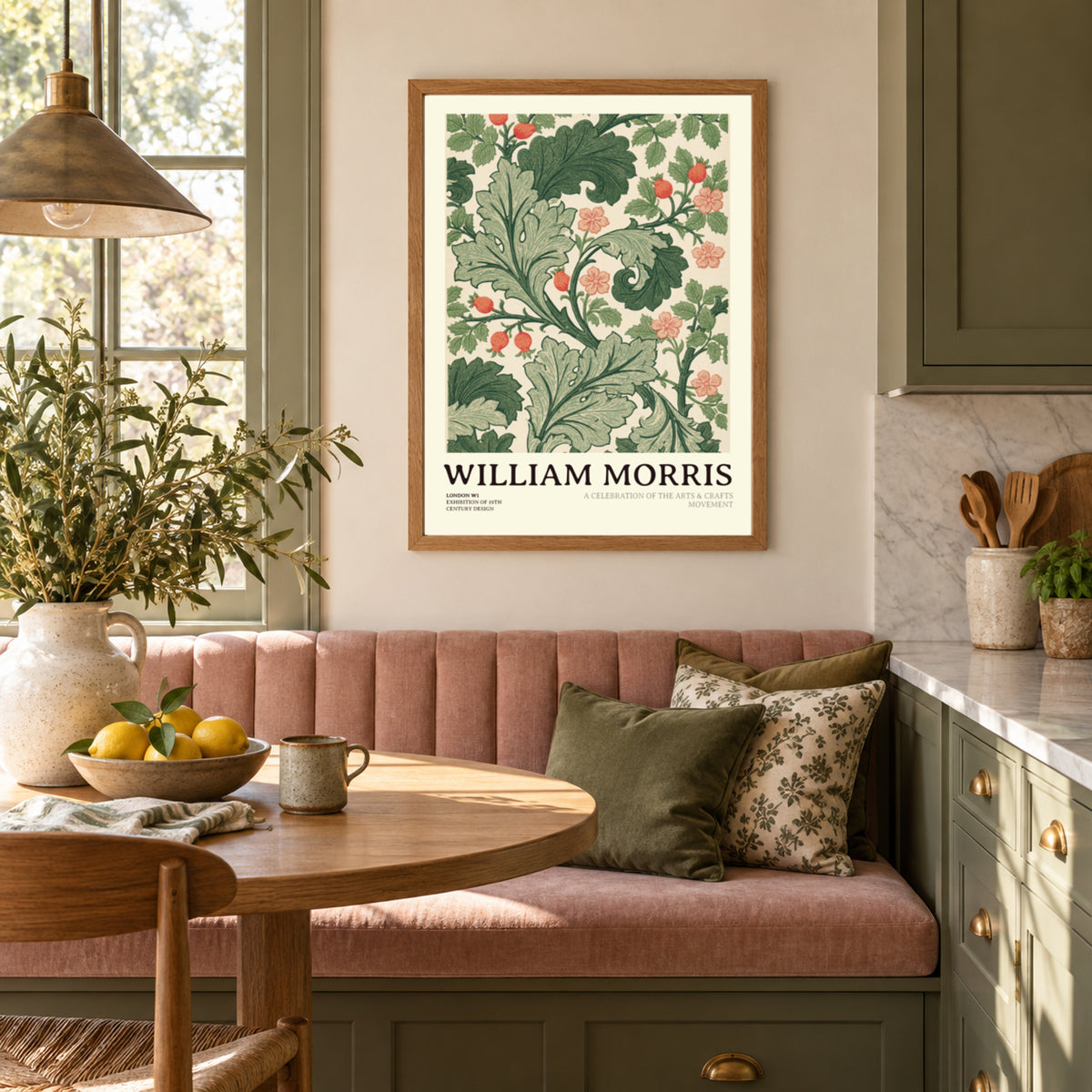 William Morris Print, Acanthus Leaf Wall Art, Arts and Crafts Floral Poster, Green Botanical Nature