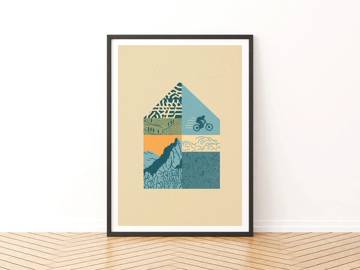 Mountain Bike Retro Poster, Cycling Art Print, Vintage MTB Wall Art, Outdoors Gift for Cyclists