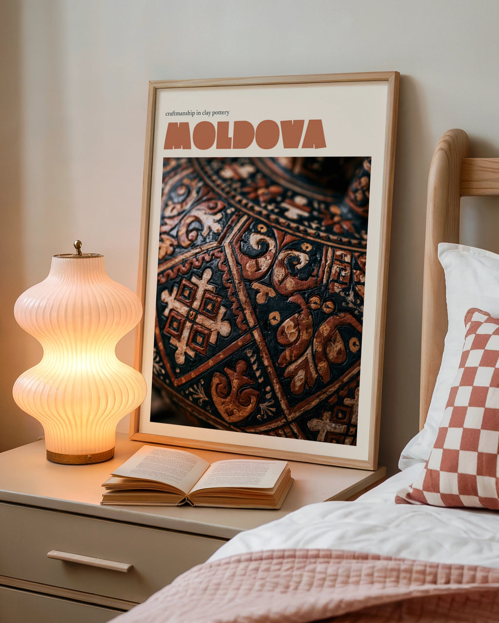 Moldova Retro Travel Poster, Clay Pottery Print, Eastern Europe Wall Art, Folk Craft Decor