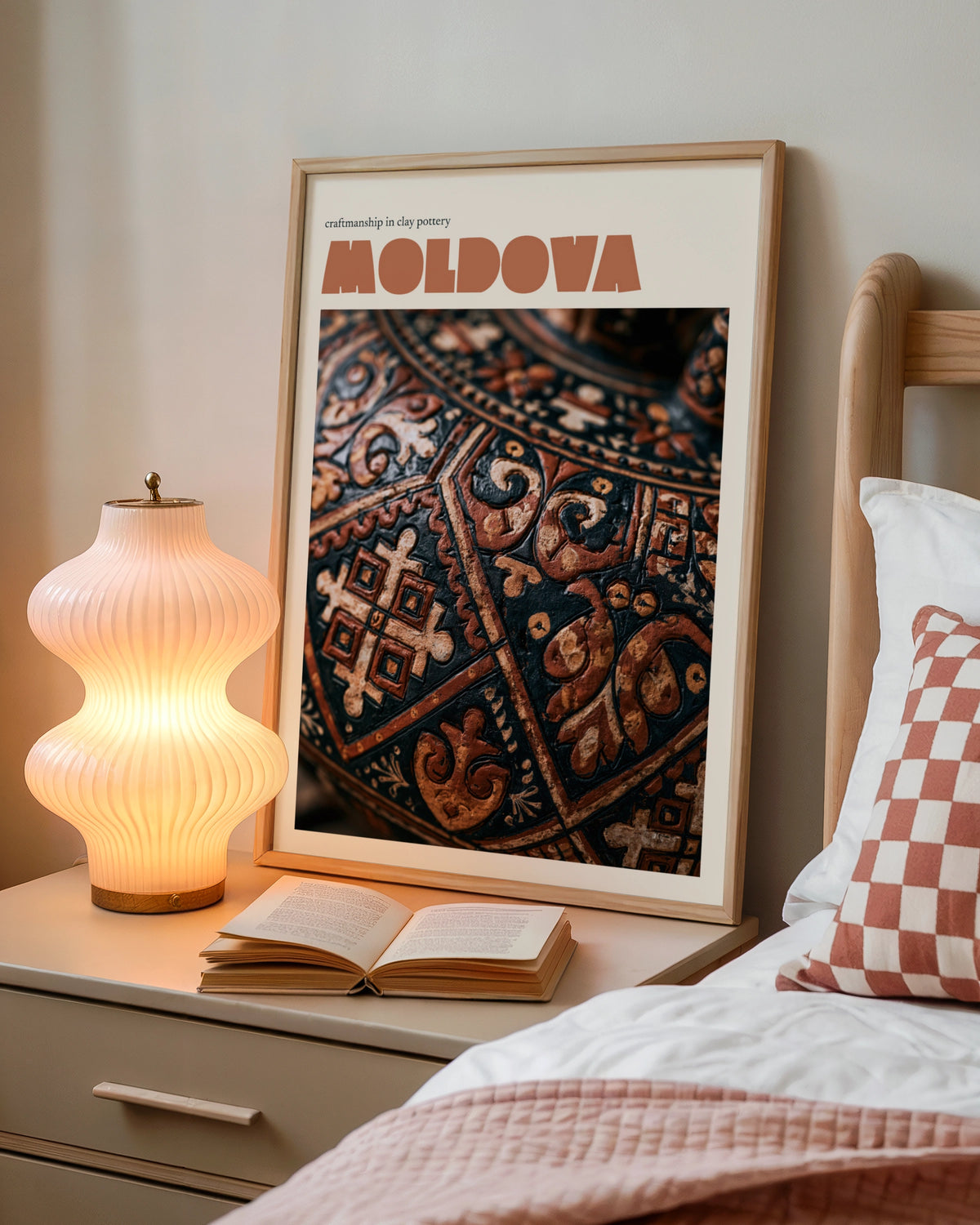 Moldova Retro Travel Poster, Clay Pottery Print, Eastern Europe Wall Art, Folk Craft Decor