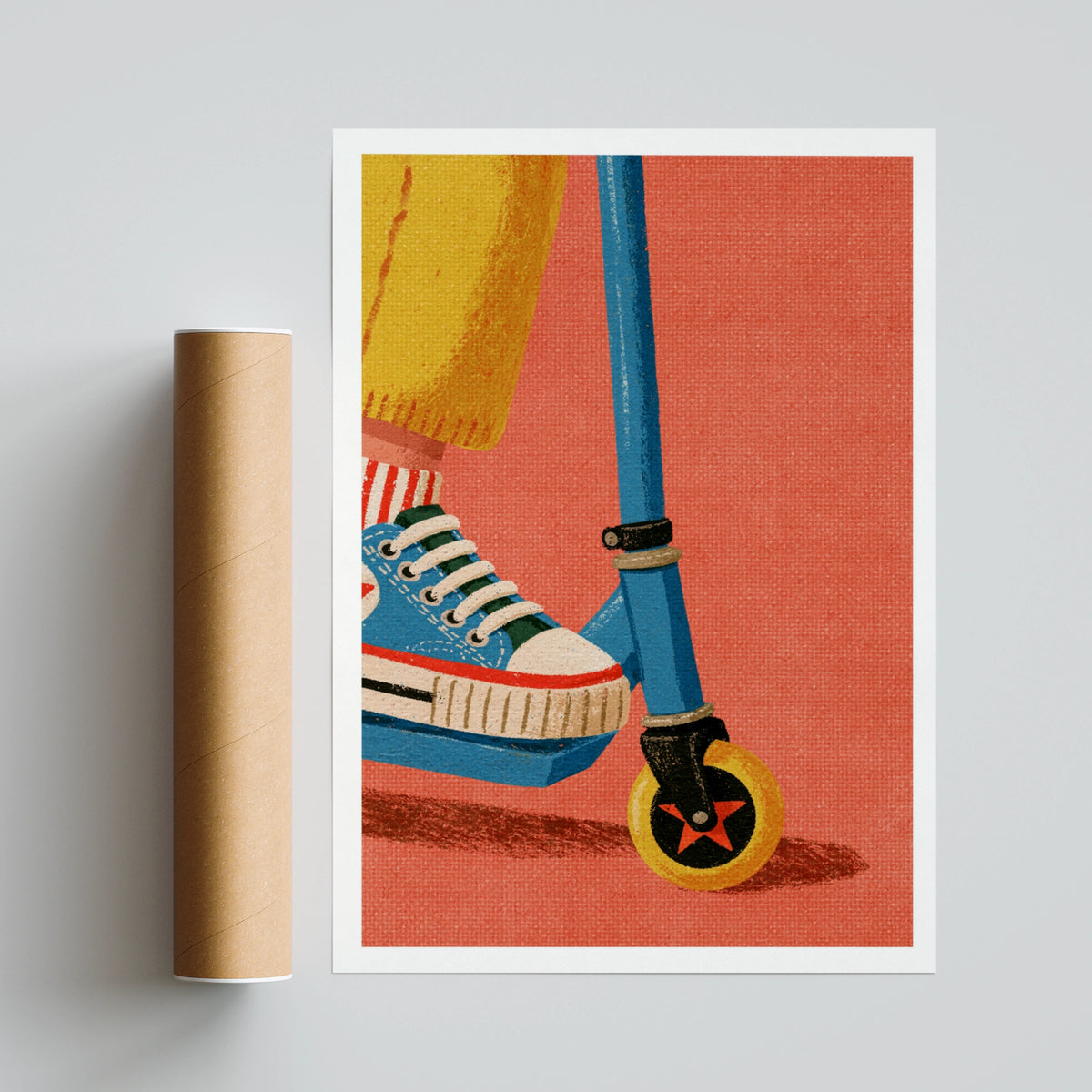 Retro Scooter Kids Print, Children's Wall Art, Colourful Nursery Poster