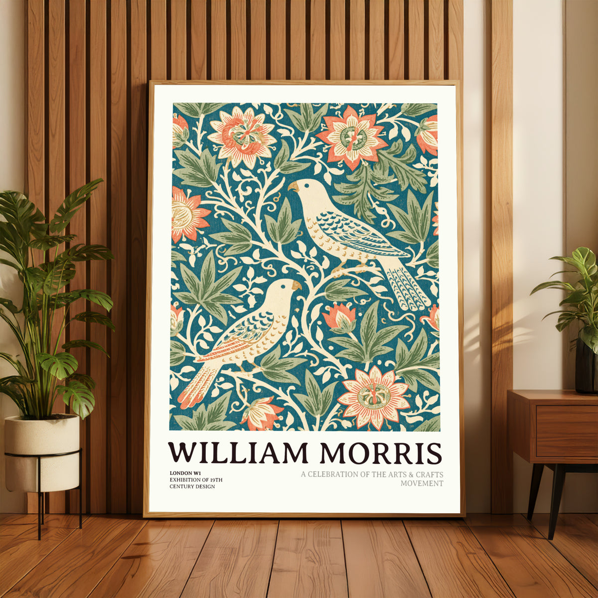 Classic Inspired William Morris Bird Print, Arts and Crafts Exhibition Poster, Floral Wall Art