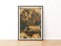 Fairy Girl with Dog Classic Inspired Print, Floral Folk Art Poster, Vintage Botanical Wall Art