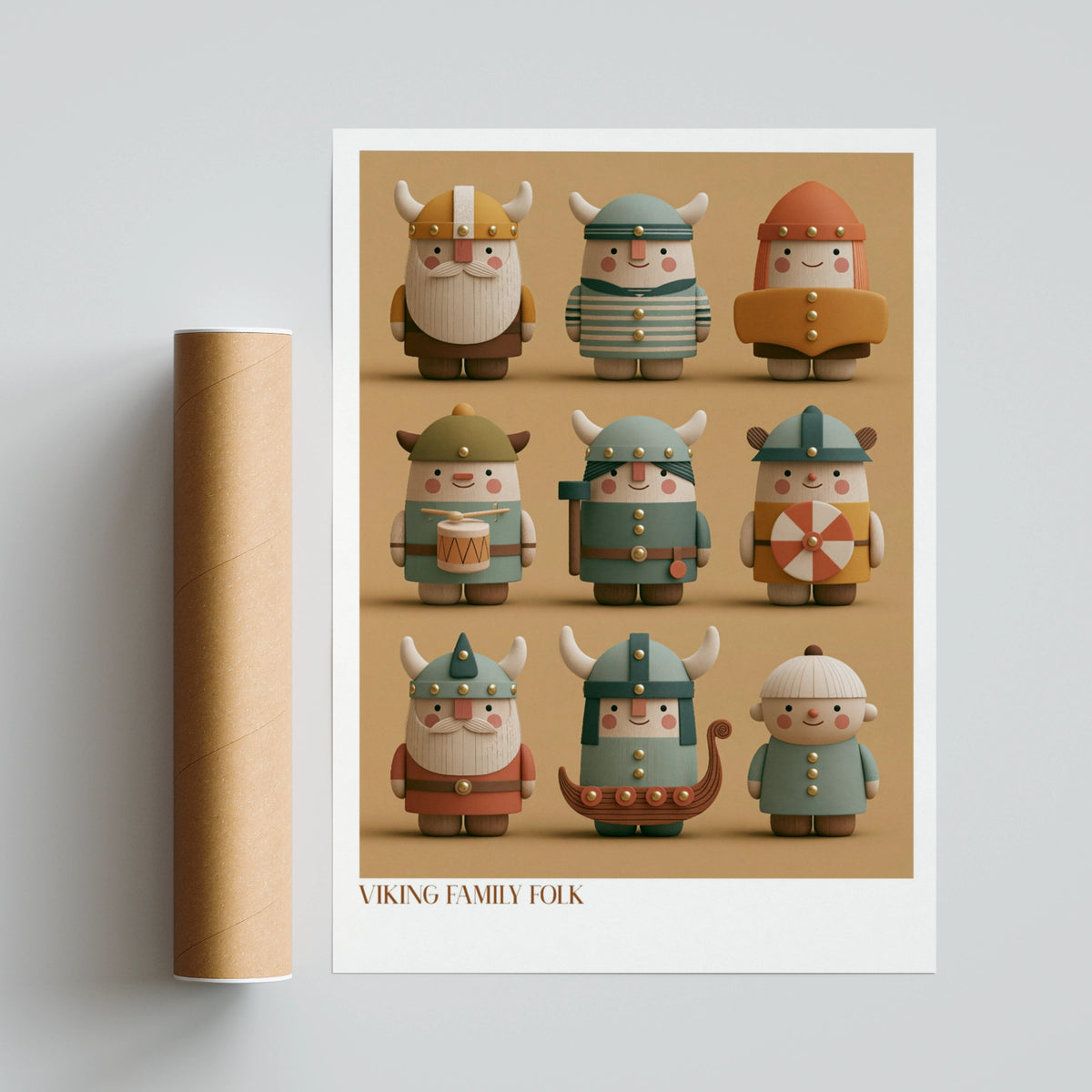 Viking Kids Wall Art, Retro Children's Print, Cute Folk Poster, Nursery Collectable