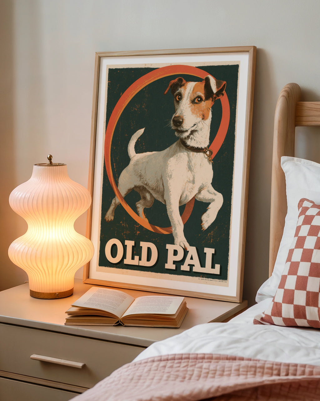 Retro Jack Russell Terrier Poster, Old Pal Vintage Dog Print, Teal Orange Wall Art