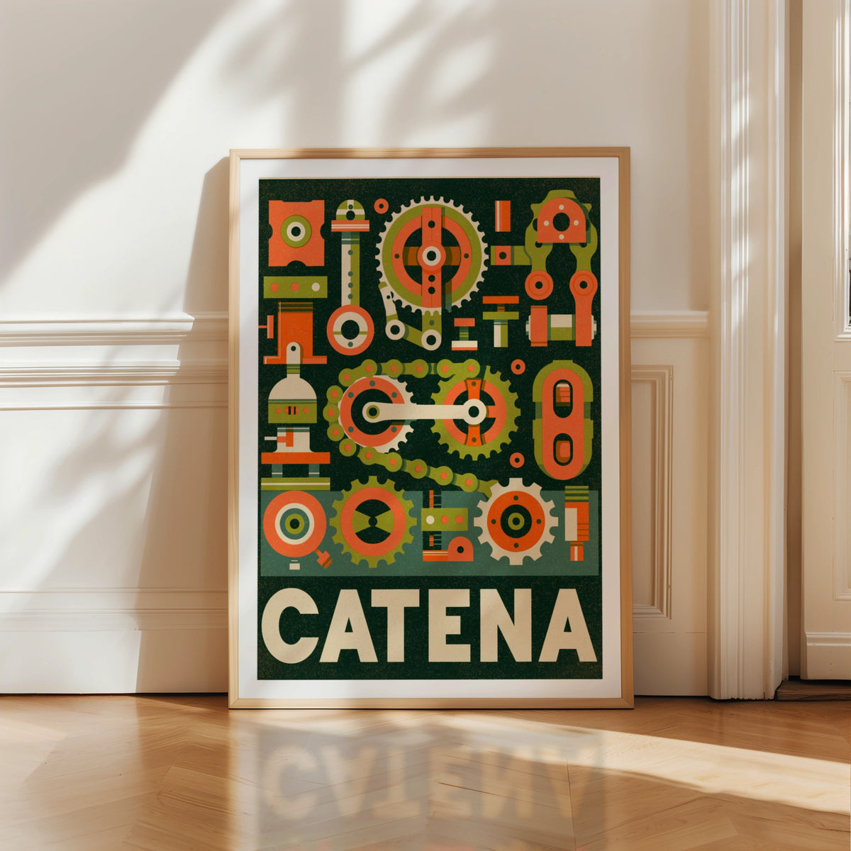 Catena Cycling Chain Print, Vintage Bicycle Gear Poster, Classic Inspired Bike Parts Wall Art