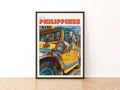 Philippines Jeepney Contemporary Travel Poster, Filipino Wall Art, Vintage Travel Print