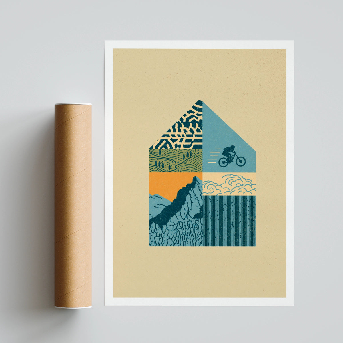 Mountain Bike Retro Poster, Cycling Art Print, Vintage MTB Wall Art, Outdoors Gift for Cyclists